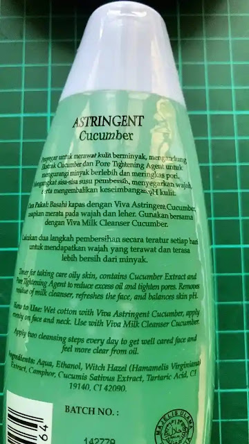Ingredients Viva face tonic Cucumber