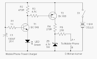 Mobile Phone Travel Charger Circuit Schematic