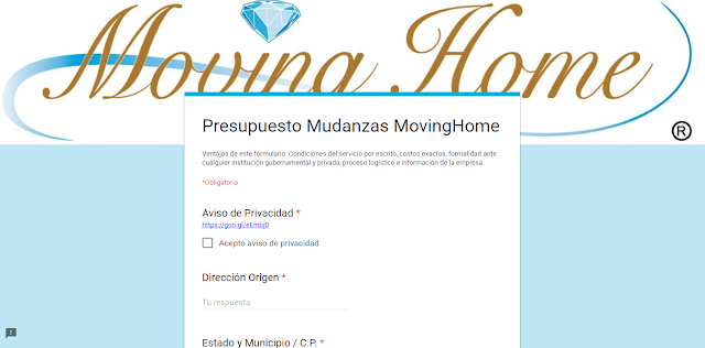  Formulario MovingHome Cotización de Mudanza