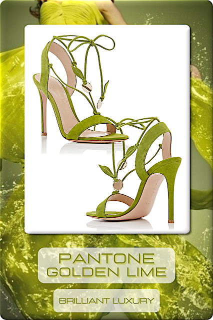 ♦Pantone Fashion Color Golden Lime #pantone #green #shoes #bags #brilliantluxury