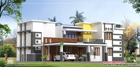 Modern contemporary luxury home design - 3300 Sq. Ft. (307 Sq. M.) (367 Square Yards) - March 2012