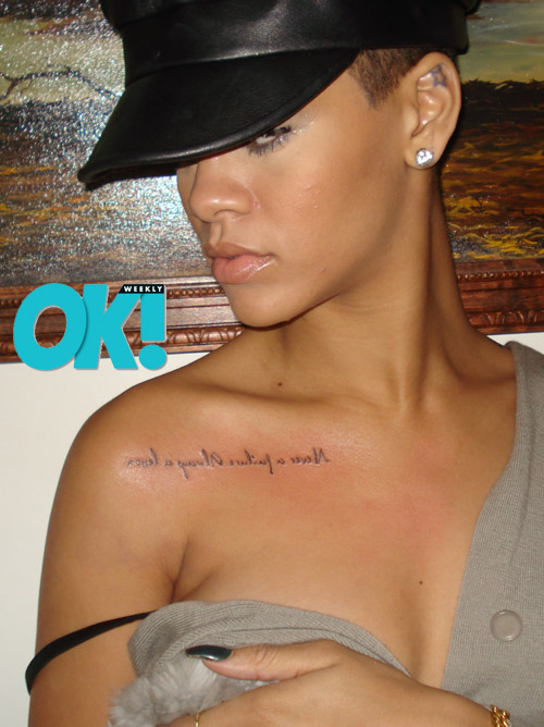 Rihanna has one of the more famous tats on her neck the trail of stars