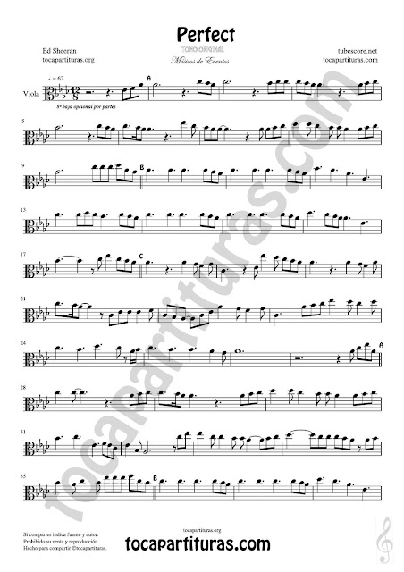 1 Viola Partitura de Perfect Sheet Music for Viola Music Score PDF/MIDI de Viola