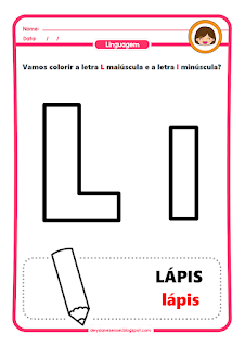 LETRA L: Atividades de alfabeto para homeschooling. atividade letra bastão maiúscula para imprimir