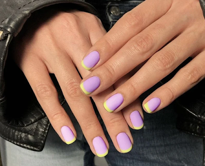 Yellow and lavender pastel nails