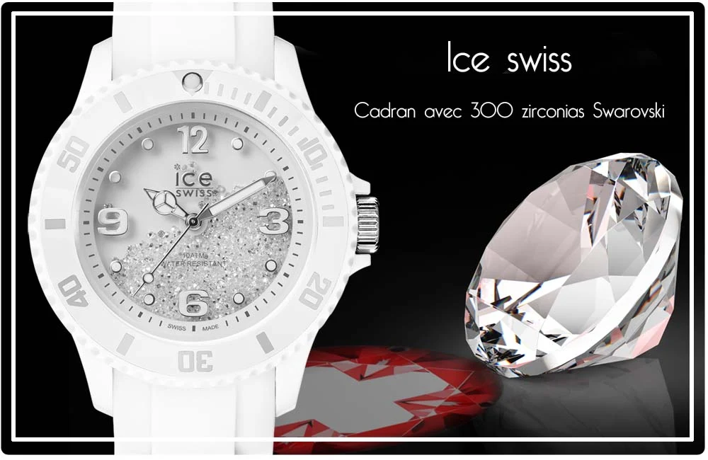 montre ice watch swarovski blanche