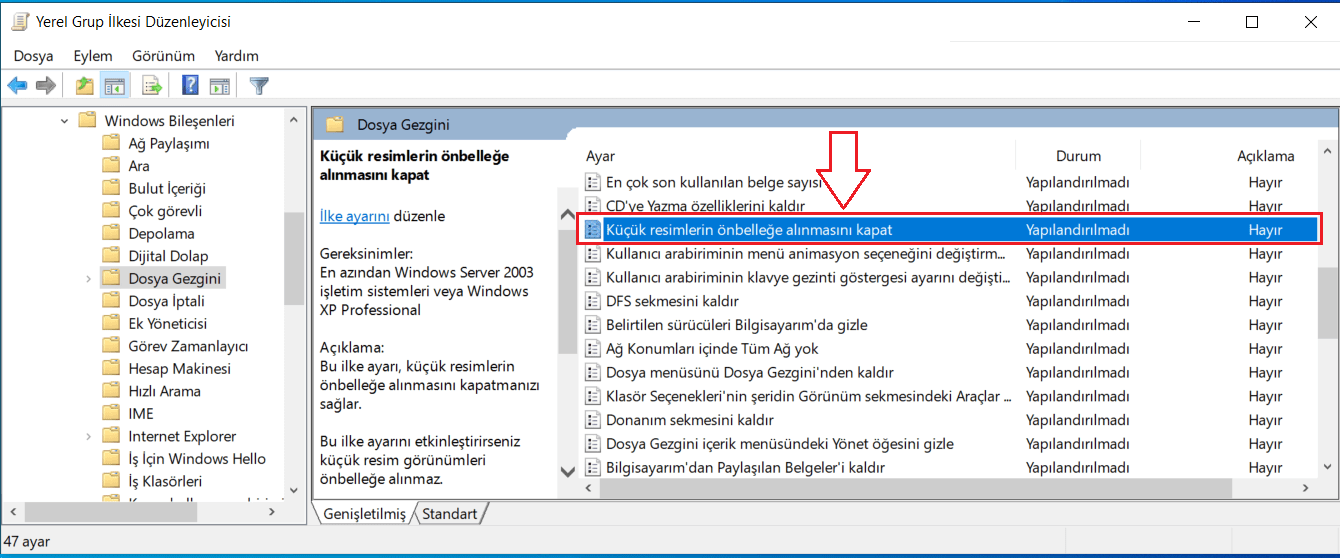 Windows 10'da thumbs.db Dosyasıyla Ağ Klasörünü Silme