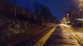 Franklin Dean Station; early in the morning, waiting for the train