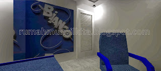 kamar tidur mungil minimalis biru