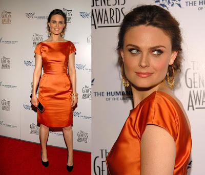 Emily Deschanel Normally I hate orange and black together because it 