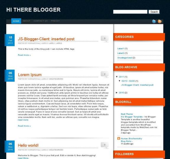 Hi There Blogger Template