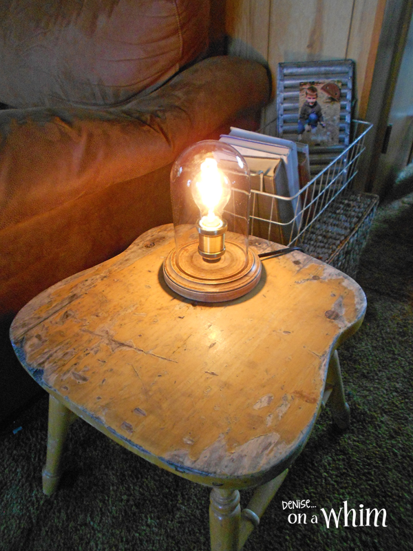 An Edison Bulb Lamp and a Chippy Yellow Table