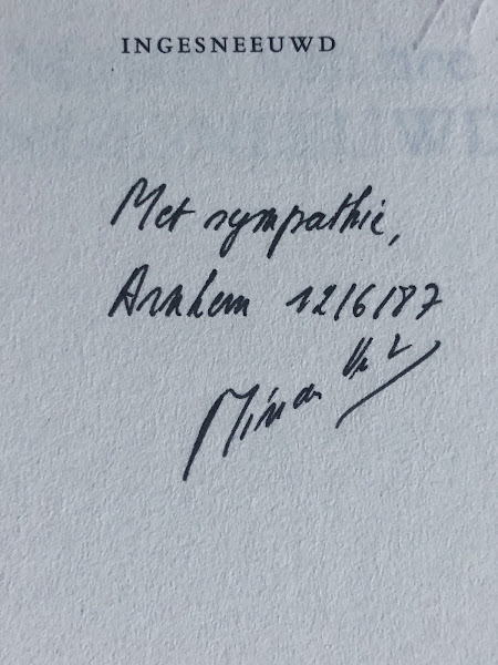 Ingesneeuwd, Miriam Van hee, opdracht: Met symphatie, Arnhem 12/6/87