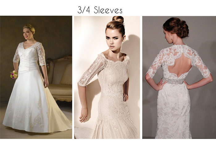 3/4 sleeve wedding dress with lace