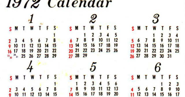 Kalender Tahun 1972