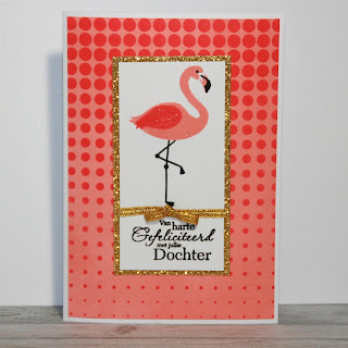 Flamingo card for a baby girl