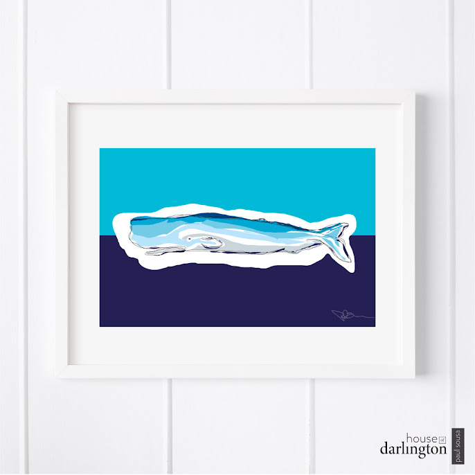 House of Darlington, Sperm Whale Art Print, Nautical Art, Beach House Decor, Whales, Sperm Whale