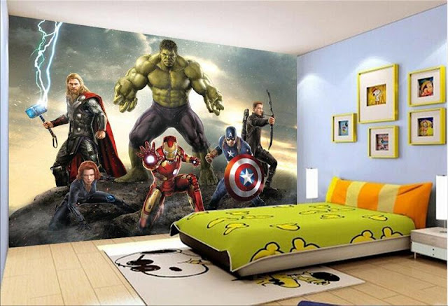 Avengers wall mural childrens room 3D marvel comics Photo Wallpaper bedroom Kids Boys super hero hulk thor ironman
