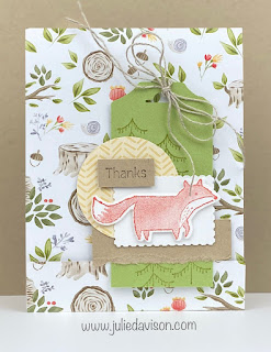Stampin' Up! Happy Forest Friends Matchbook-Style DSP Card + Video Tutorial | Happier Than Happy Bundle ~ www.juliedavison.com #stampinup