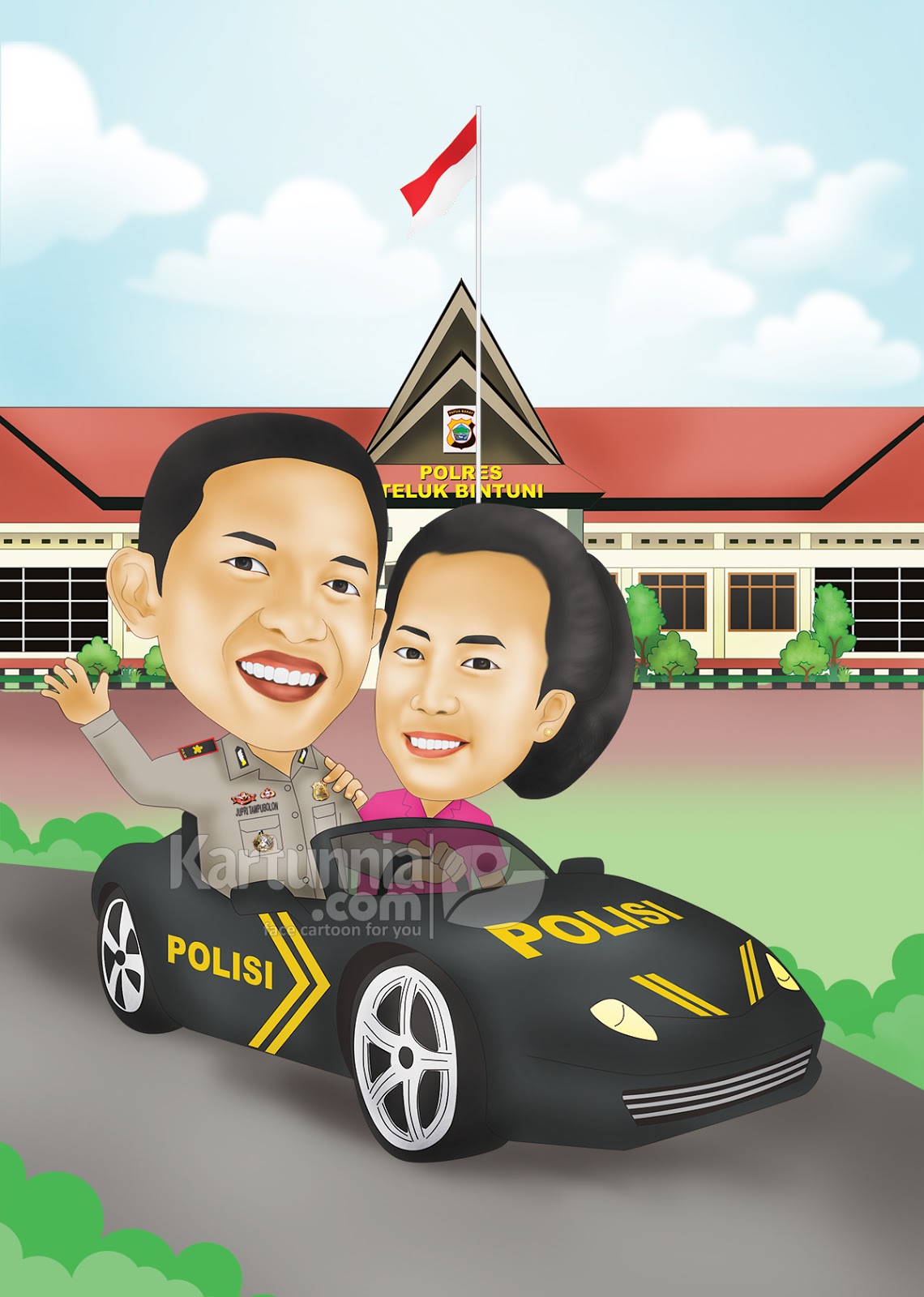 Karikatur Polisi Naik Mobil - Kartunnia.com