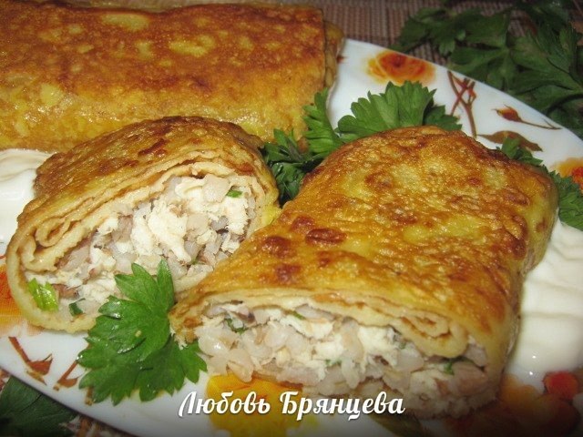 Блинчики с курицей в кляре