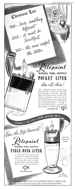 vintage table lighters, Ritepoint, advert