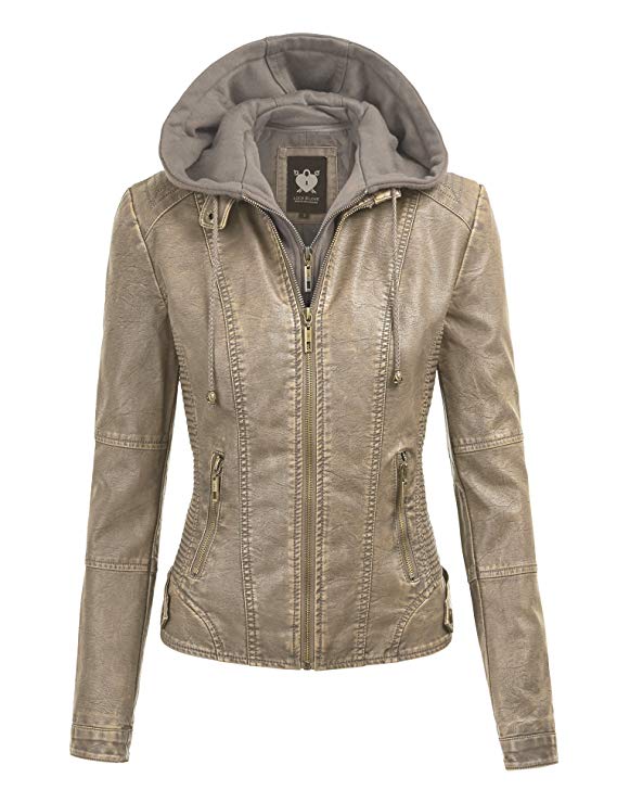 Price: $17.46 - $59.95 Lock and Love LL Womens Hooded Faux leather Jacket