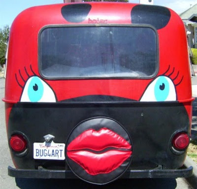 Puffy Lips Tire Cover on the Lady Bug Art Car