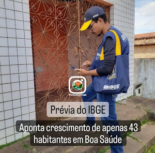 IBGE aponta crescimento de apenas 43 habitantes em Boa Saúde