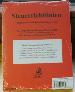 Steuerrichtlinien 143. Ergänzungslieferung: Rechtsstand: 15. Oktober 2012