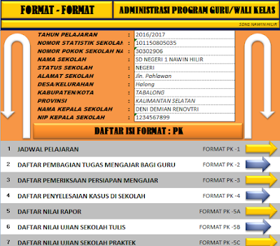 Aplikasi Administrasi Guru Kelas SD K13 Excel Revisi 2018