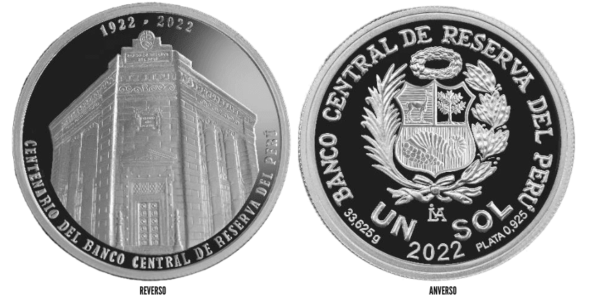 moneda de plata centenario banco central de reserva del peru