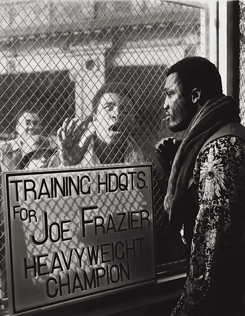 a Flip Schulke photograph of pre-fight Muhammad Ali and Joe Frazier