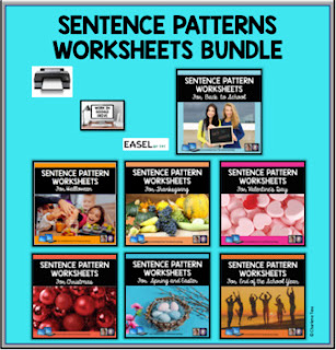 Sentence Pattern Worksheets Bundle by Charlene Tess