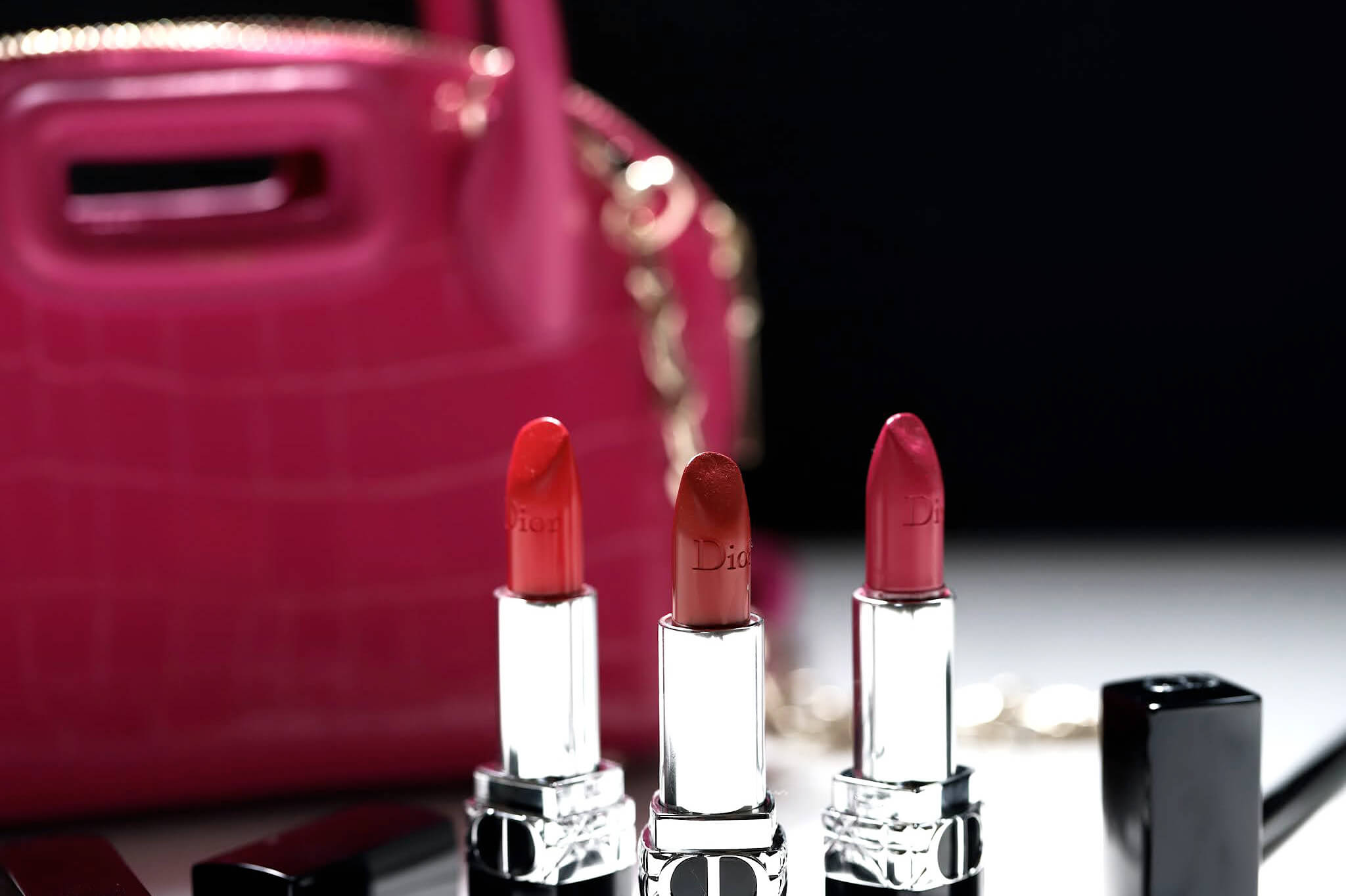 Dior Rouge Satiné 766 rose harpers 849 rouge cinema 844 trafalgar