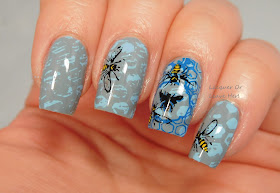 Buzzing hive manicure with Messy Mansion Stencil Kit and MM18