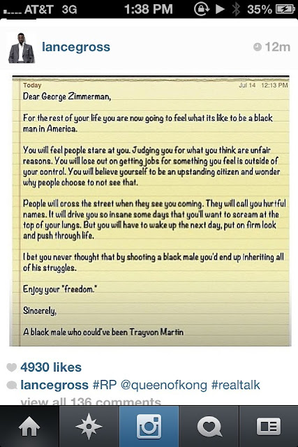 A Letter to George Zimmerman....from Lance Gross, Look Inside and See What He Said