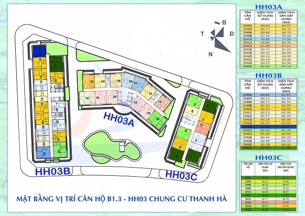 sơ đồ tòa nhà chung cư hh03 thanh hà