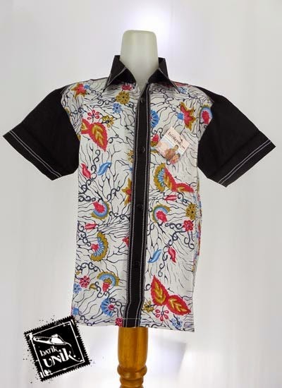  Model  baju  batik  pria dengan  kombinasi  kain polos 