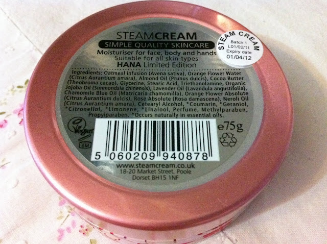 steamcream HANA ingredients