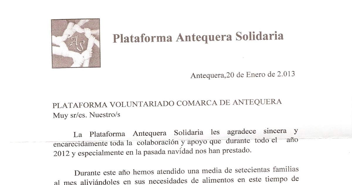 Plataforma del Voluntariado Comarca Antequera: CARTA DE 