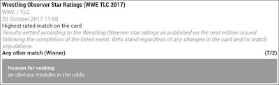 WWE TLC 2017 Voided Betting Slip