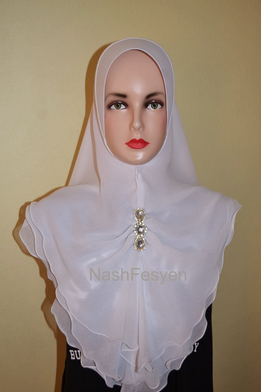 Nash Fesyen Tudung  Tiga Layer Putih 