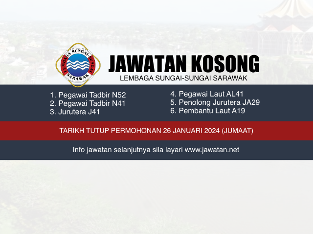 Jawatan Kosong Lembaga Sungai-Sungai Sarawak 2024