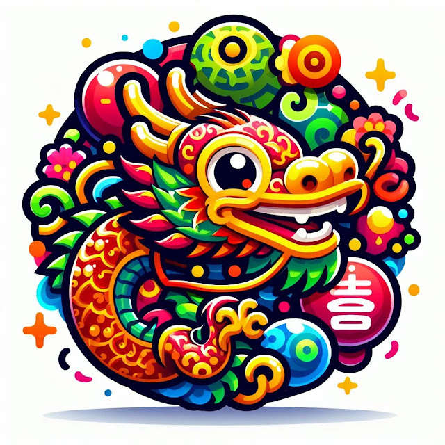 illustration of Chinese Spring Festival emoji with dragon