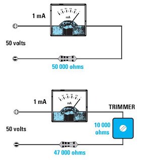 Exemple 16: Comment transformer un milliampère-mètre en voltmètre.