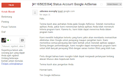 Ditolak Google Adsense!