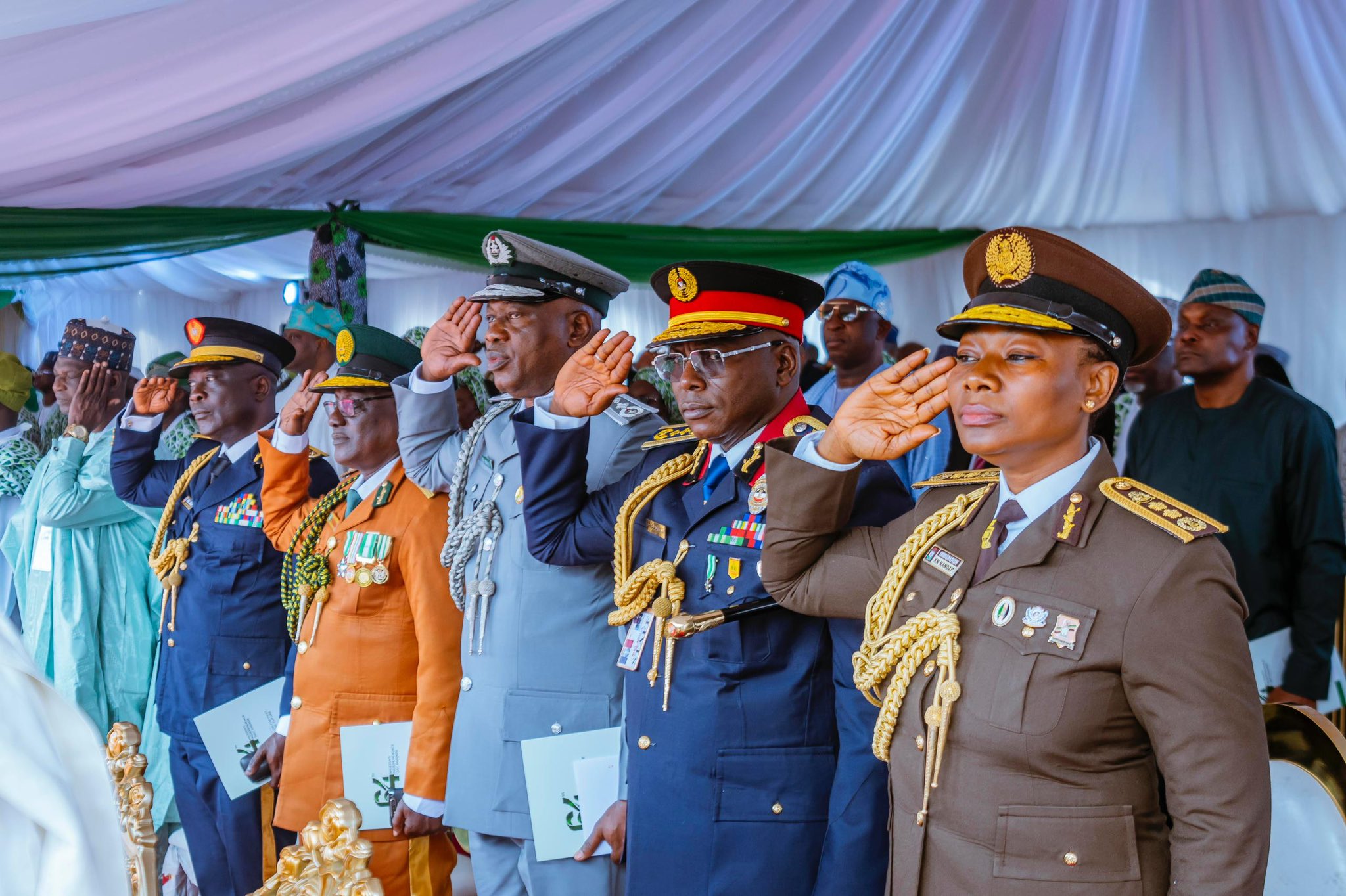 President Asiwaju Bola Ahmed Tinubu and Vice President, Kashim Shettima, at the Independence Day parade at Aso Rock Villa, Abuja on Tuesday 1 October, 2024