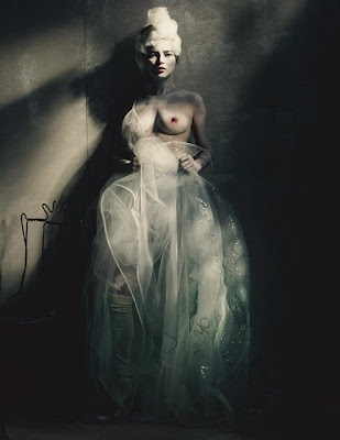Kate Moss topless poses for W April 2015 photoshoot by Paolo Roversi