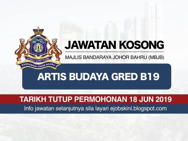 Jawatan Kosong Majlis Bandaraya Johor Bahru (MBJB) Jun 2019